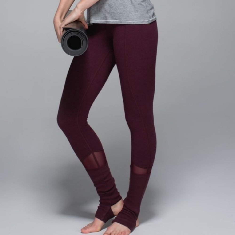 Lululemon Devi High Rise Yoga Pant in Heathered Bordeaux Drama / Black Cherry
